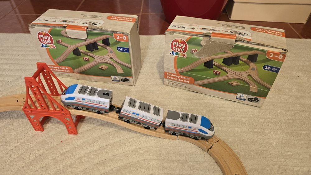 Set sine lemn pentru trenulet si masini