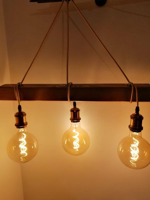 Lustra rustica din lemn, 3 becuri