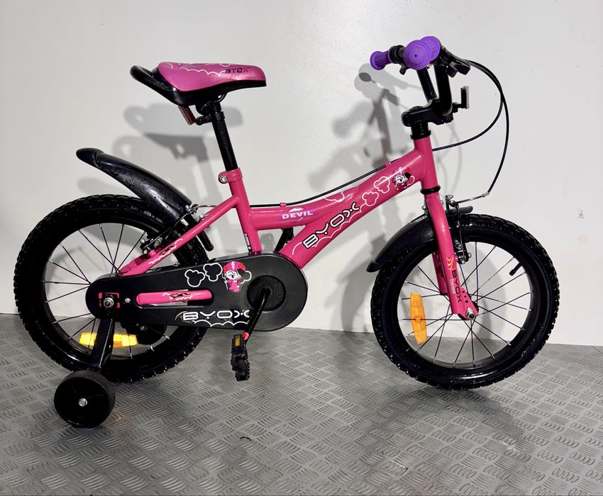 Детски велосипед за момиче С ПОМОЩНИ (като нов) Byox 16 цола/ колело