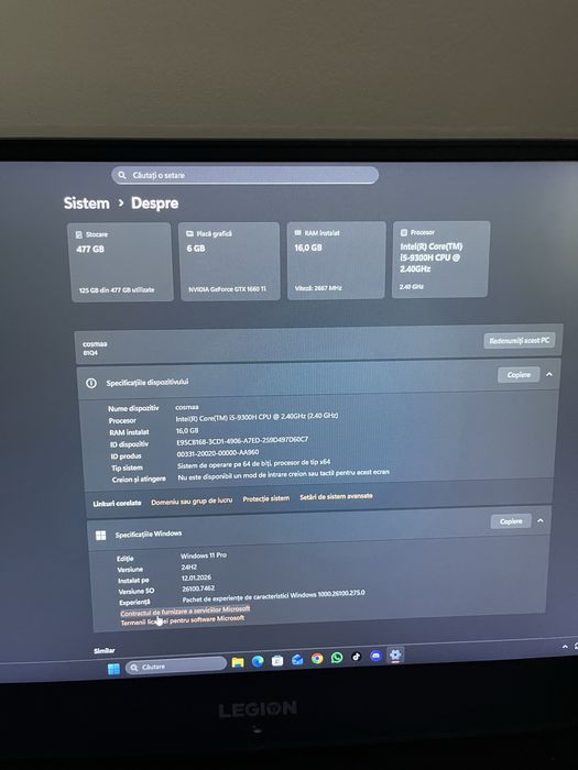 Vând laptop Lenovo Legion – Gaming