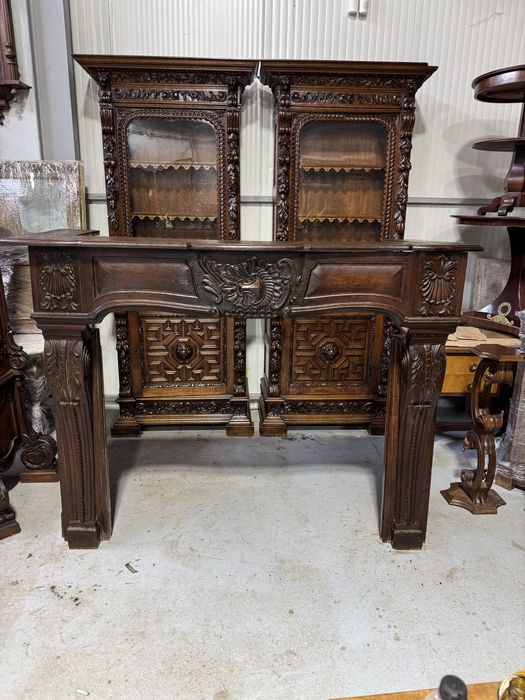 Masca de semineu din lemn masiv, sculptata, stil baroc