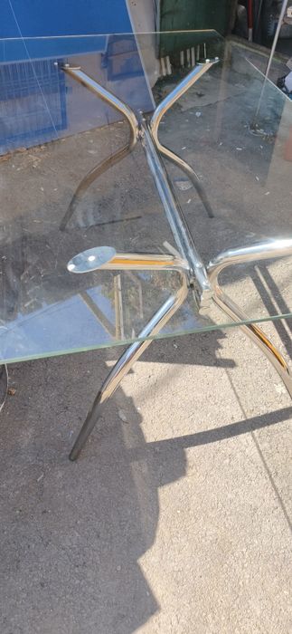 Masa sticla picioare inox 160x90