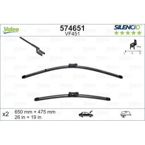 Stergatoare auto Valeo 574651 pentru Ford Mondeo BA7 03.2007-03.2010 Volvo C70 2007-2013; V40 07.2012-08.2019, pentru parbriz 650/480mm