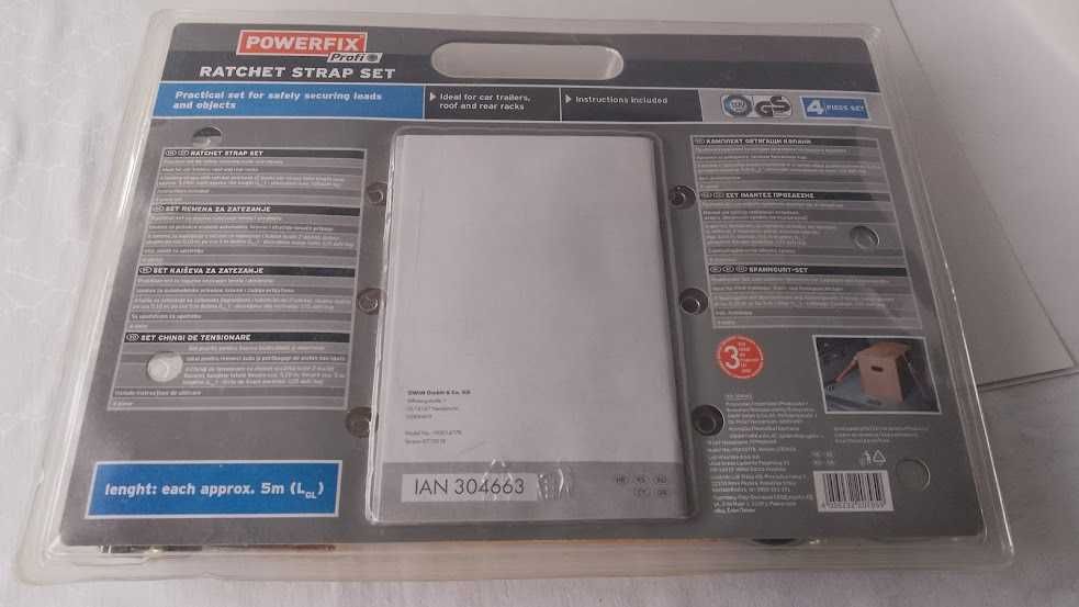 Chingi ancorare marfa Powerfix 5m-Set 4 bucati-Noi Sigilate,cu Manual