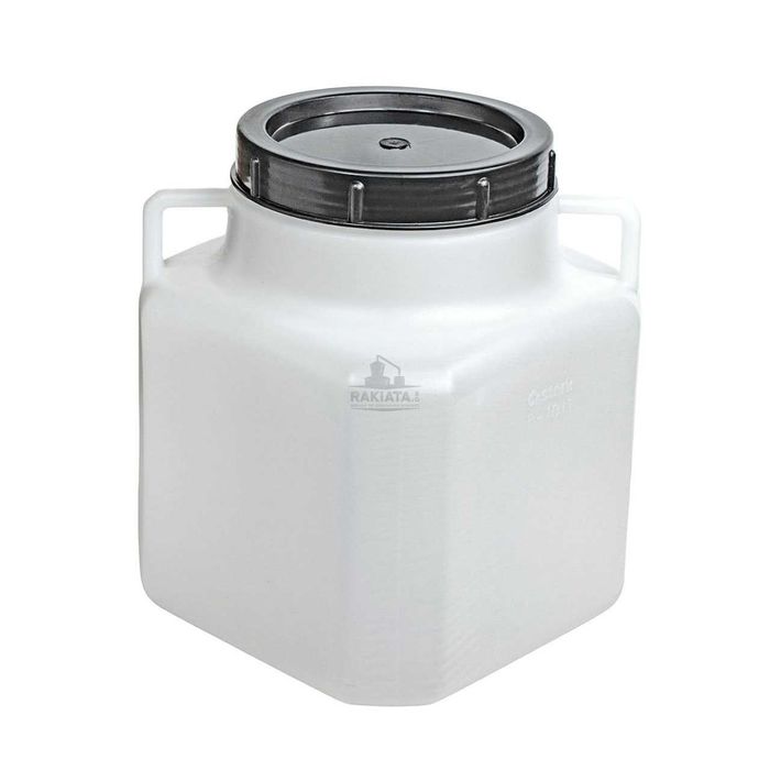 Бял квадратен бидон 20 л за вино, ракия и храни