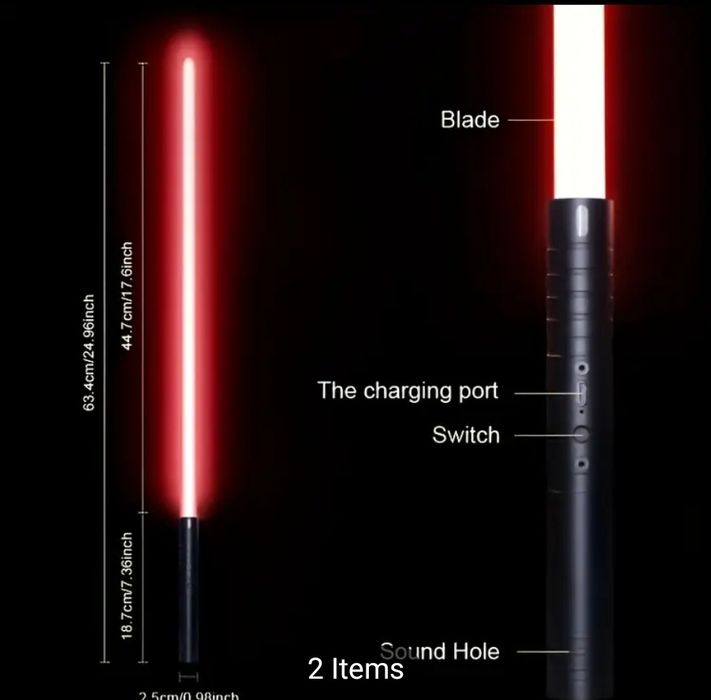 Set 2 sabii laser Star Wars, metalice 15 culori, sunete lupta