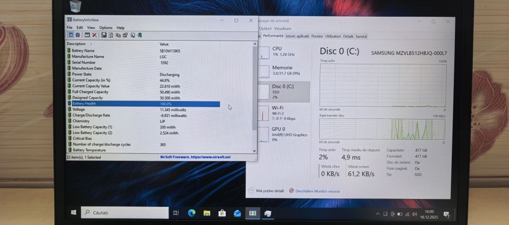 Laptop Lenovo ThinkPad T14_i7 10610U_32GB DDR4_SSD 512GB_5-6h Bateria