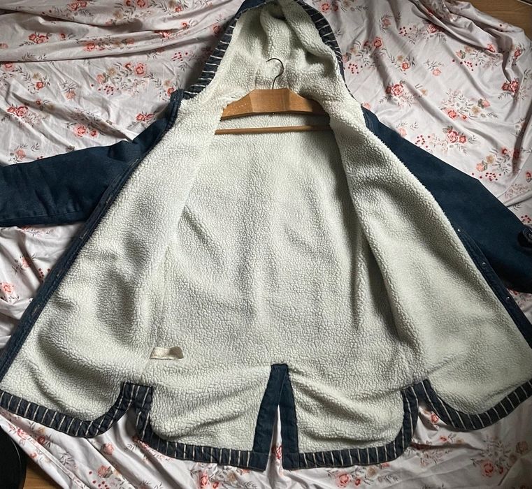 geaca vintage de denim/blugi cu gluga si blanita