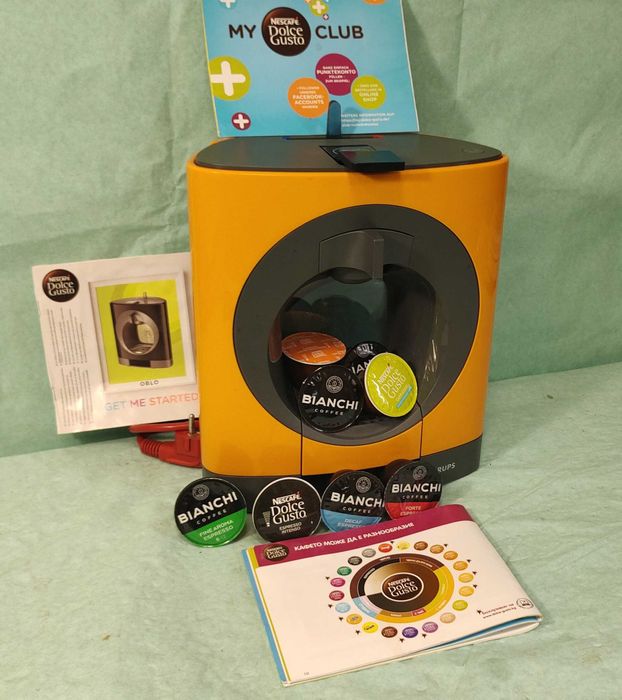 Кафемашина с гаранция 1 година NESCAFÉ® за капсули Dolce Gusto Krups OBLO.Orange/Yellow