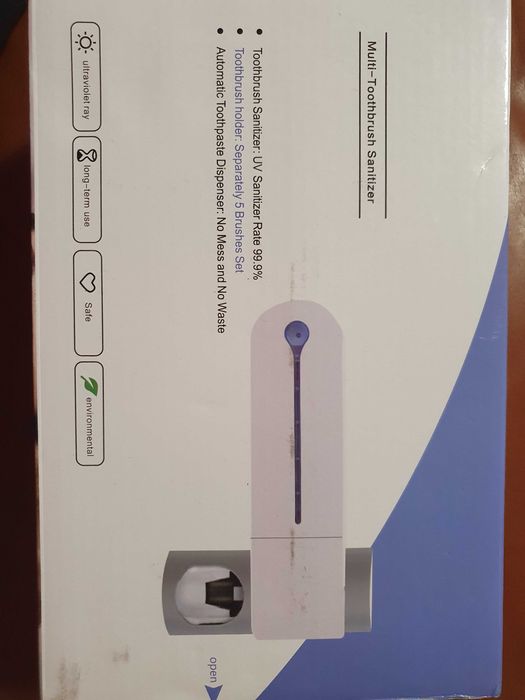 УВ стерилизатор за 5 бр.четки за зъби с автоматичен диспенсър за паста