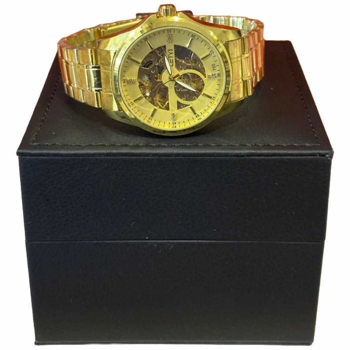 Луксозен и елегантен мъжки златист часовник LEIYI