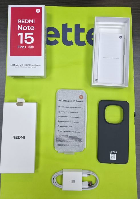 КАТО НОВ 512GB Xiaomi Redmi Note 15 Pro Plus 5G Yettel Гаранция 2029 Black