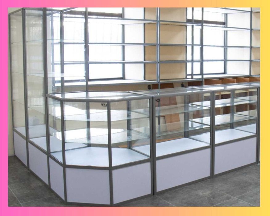 Прилавок витрина, стеклянная, metal oynaly vitrina va prilavkalar