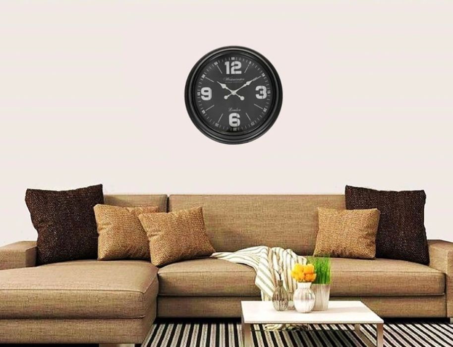 Стенен часовник Liberta, Дървен, Черен, 50 см