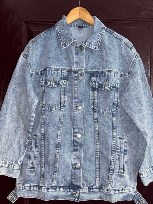 SHEIN Essnce Ежедневно изпрано свободно дънково яке с паднали рамене