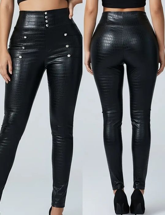 Colanți import Italia, accesorii metalice argintii, model snake