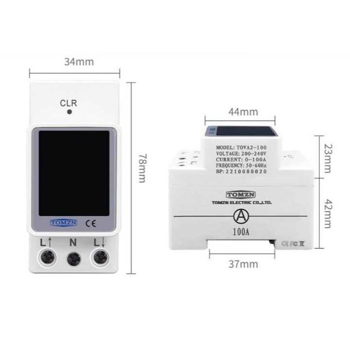 Контролен електромер TOMZN 4 в 1 за DIN рейка | 100A