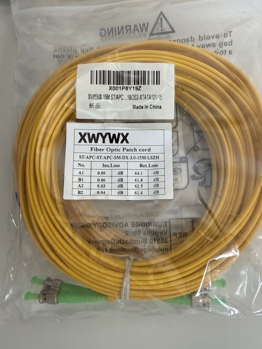 Cablu Patch Fibra Optica 15m XWYWX SM SX/DX LSZH 3.0mm / SC ST LC FC