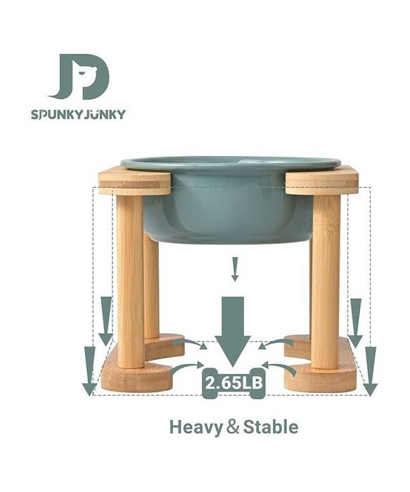 Bol ceramic inaltat pentru caine, 17.5 cm, SPUNKYJUNKY