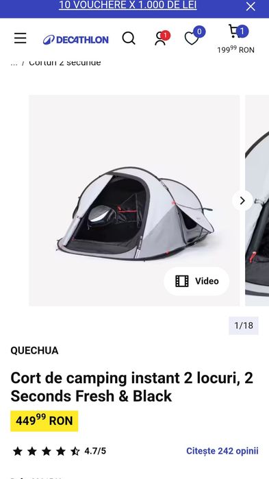 Cort Decathlon Quechua 2 Seconds 2 pers(NOU)