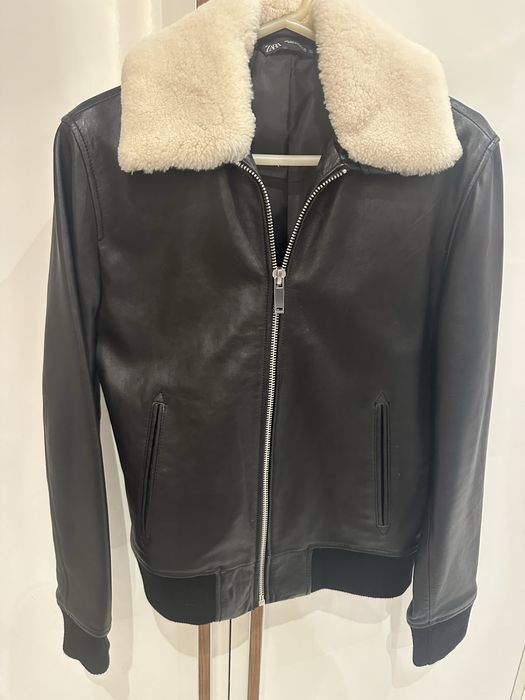 Кожено яке с яка мъжко на Зара