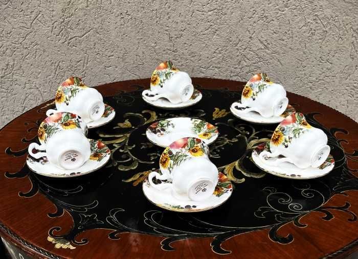 Elegant serviciu pentru cafea-Royal Albert-buchete florale-cirese-marcat-Anglia
