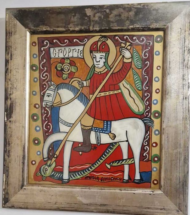 Pictura pe sticla, semnat Mugur Simionov