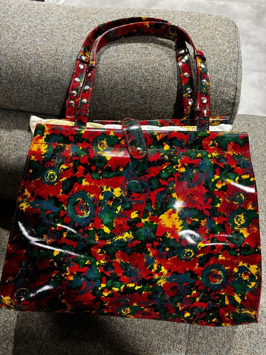 Чанта, естествена кожа, лачена, нова, ръчна изработка