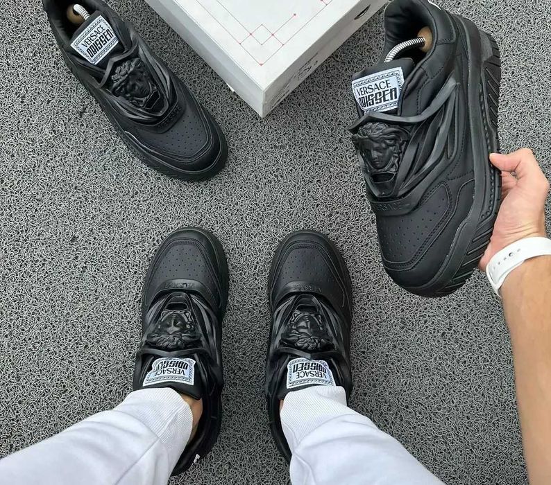 ->PREȚ NEBUN<- Adidași~sneakers high-top bărbați Versace Odissea Black (săculeț de transport CADOU/Livrare cu verificare)