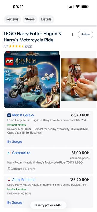 Lego Harry Potter sigilat 76443 9 ani +