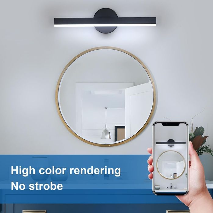 Aplica LED Baie Oglinda 12W Rotativa 38cm Neagra