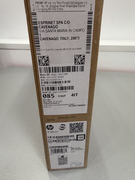 Laptop Hp 250R G10, Core 3 100U, pana la 4,7Ghz, 15,6” Full HD, RAM 8 Gb, SSD 512, nou la cutie