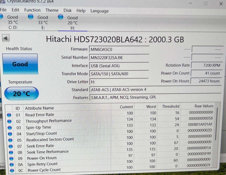 Hard disk 2TB Hitachi HDS723020BLA642 SATA 7200rpm testat OK