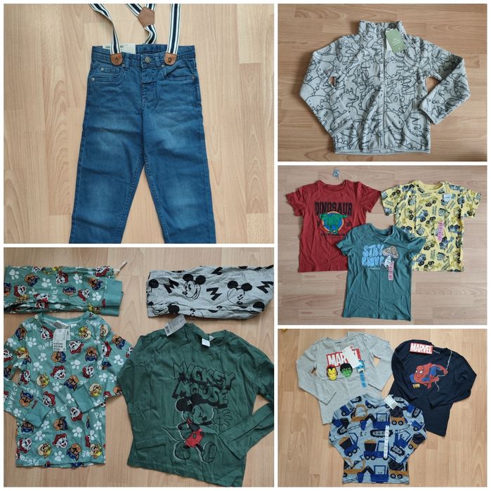Нови  пролетни дрехи за момче, размер 7-8 години- дънки, пижами, блузи