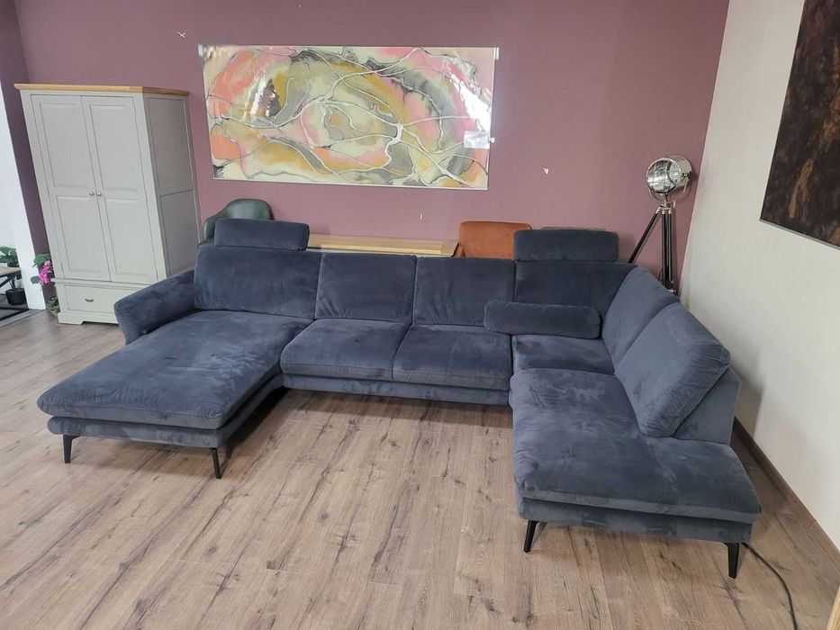 Тъмно сив П - образен ъглов диван Carsten с електрическа лежанка