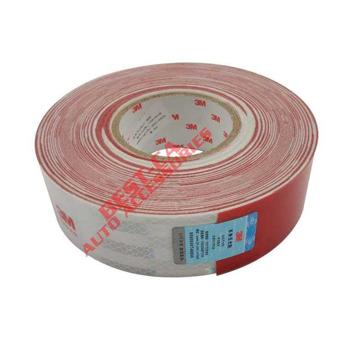 3M премиум светлоотразителна лента, тиксо червено с бяло 45м. х 5см.