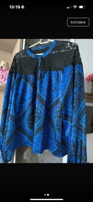 Bluza Only albastra cu dantela