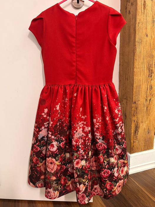 Детска червена рокля Petite fleur