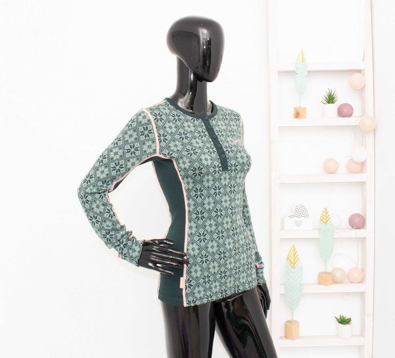 Kari Traa дамска мерино блуза зелена термо бельо от мериносна вълна S