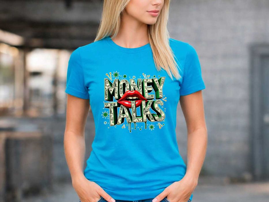 Дамска синя тениска „Money talks“