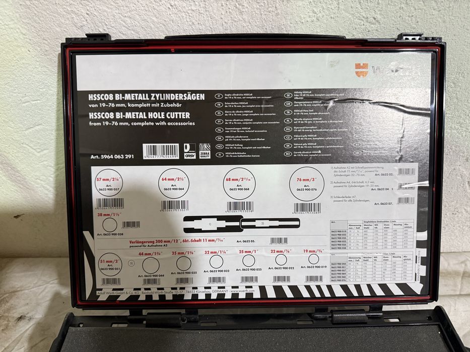 Продам набор Wurth коронок HSS BIMETAL