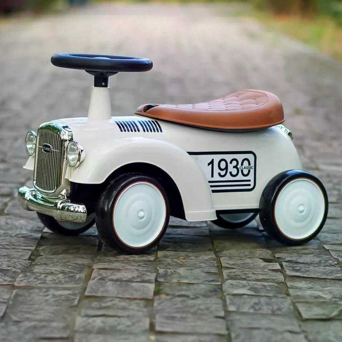 Premergator fara pedale, Kinderauto Retro Baby Car cu roti moi white