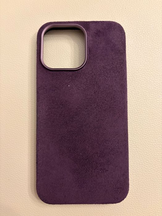 Калъф за iPhone 14 pro max, лилав, алкантара