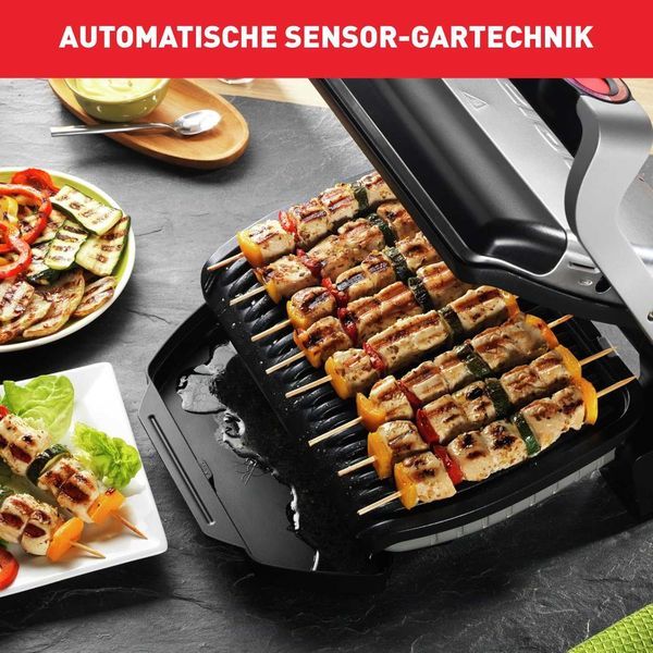 Нов Контактен Грил Скара Tefal Optigrill GC705D , 2 години Гаранция, 2000W, Сребрист