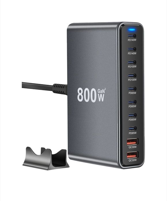 Statie de incarcare 800W GaN III Pro 10 Porturi, 8 USB-C & 2 USB-A, PD 140W
