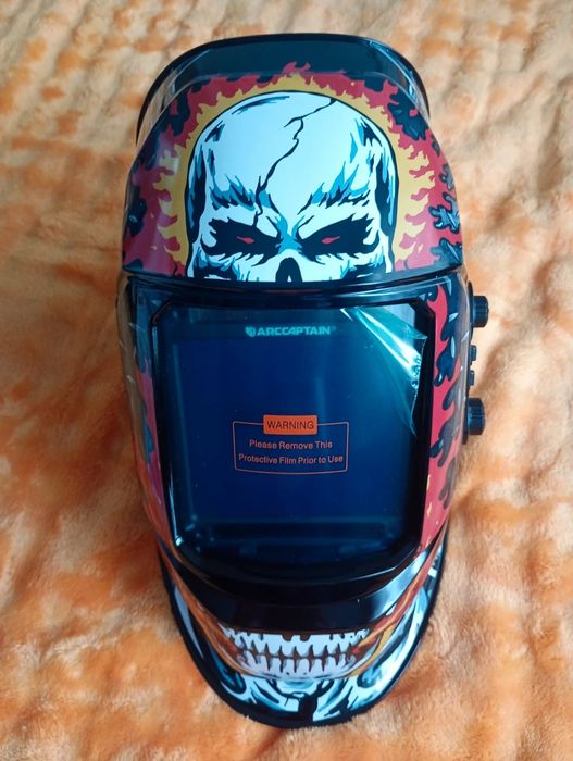 Mască sudură Arccaptain Skull, noua + 3 lentile rezervă