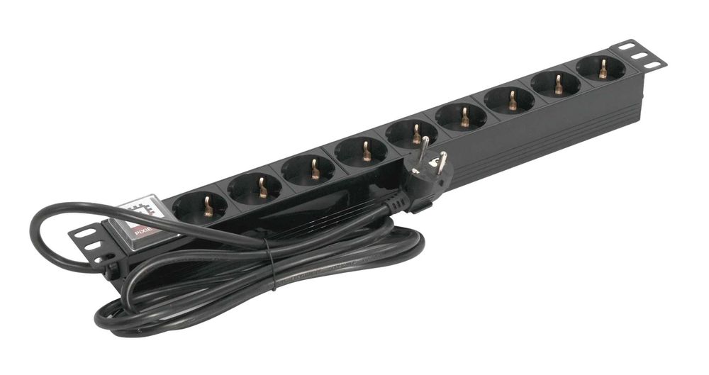 Блок электрических розеток на 9 гнезд Schuko, шнур питания 1,8 м