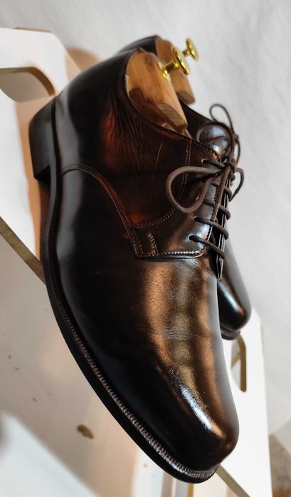 Pantofi derby 42.5 43 plain toe Vibram piele naturala maro