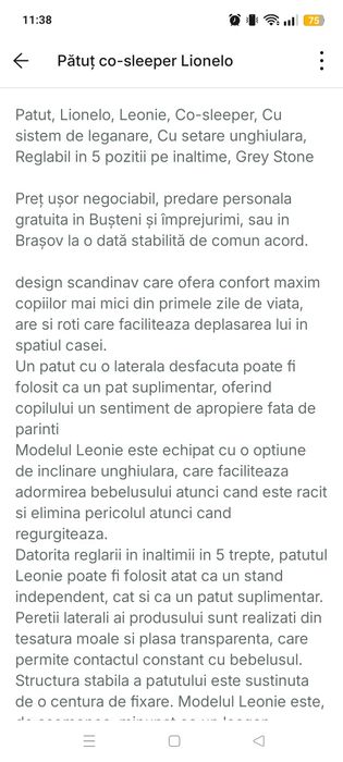 Pătuț Lionelo co-sleeper