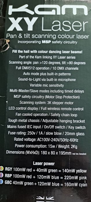 Kam XY laser  Green blue cyan